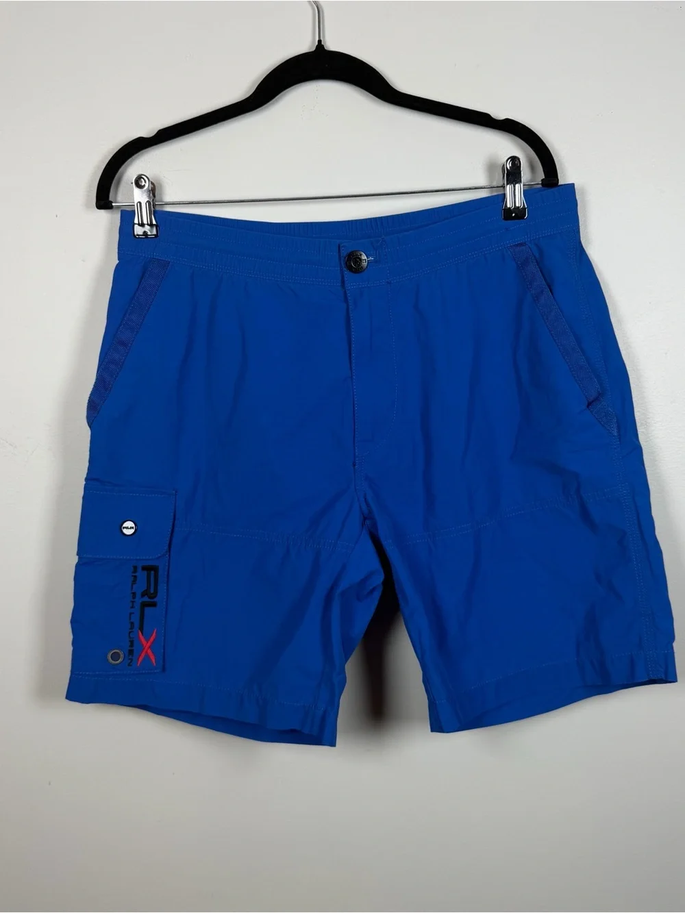Ralph Lauren RLX Royal Blue Performance Nylon Cotton Cargo Shorts Mens Medium